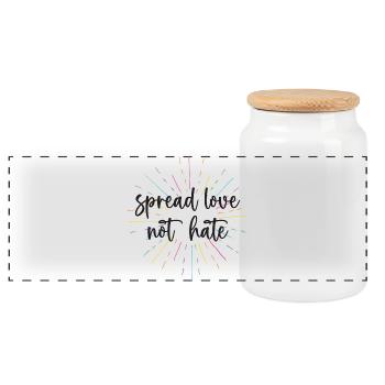 Pride Month - Spread Love Not Hate - Panoramic Cookie Jar with Wooden Lid - white - Front