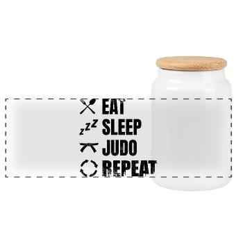 Manger Dormir Judo Répéter - Boîte à biscuits avec couvercle en bois - blanc - Devant