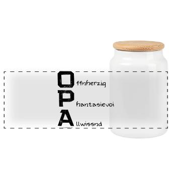 Opa - Geschenkidee in Österreichischem Dialekt - Panorama Keksdose mit Holzdeckel - Weiß - Vorne