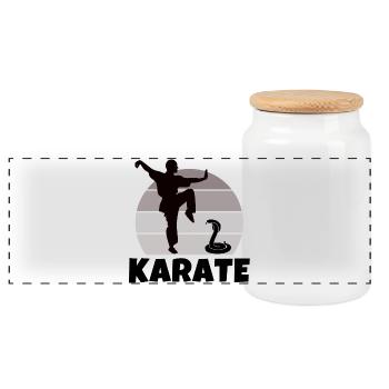 karate, karate fan, karateka - Panorama Keksdose mit Holzdeckel - Weiß - Vorne