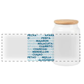Malaguita - Panoramic Cookie Jar with Wooden Lid - white - Front