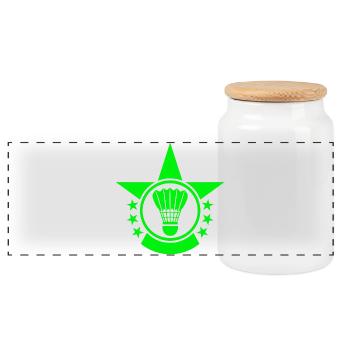 badminton, badminton sport, playing badminton - Panoramic Cookie Jar with Wooden Lid - white - Front