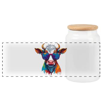 vache fraîche - Boîte à biscuits avec couvercle en bois - blanc - Devant