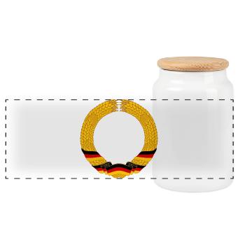 DDR Ährenkranz Vorlage - Panorama Keksdose mit Holzdeckel - Weiß - Vorne