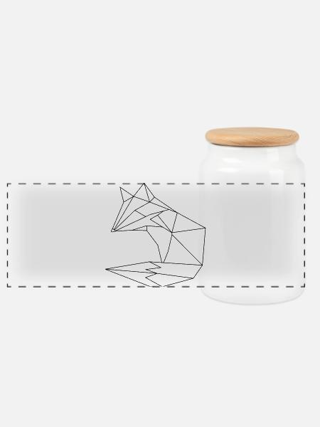 Fuchs im ORGAMI style Liniar - Panorama Keksdose mit Holzdeckel - Weiß