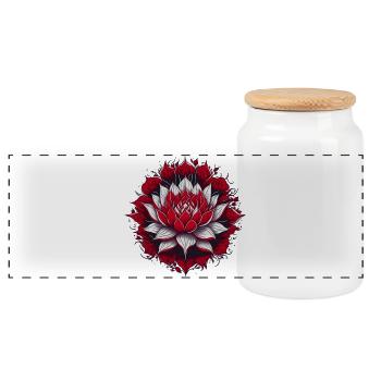 Lotus - Panoramic Cookie Jar with Wooden Lid - white - Front