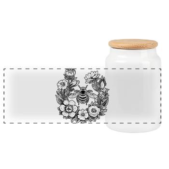 Blumenkranz Blumen Imker Wiese Bienen Blüten Blüte - Panorama Keksdose mit Holzdeckel - Weiß - Vorne