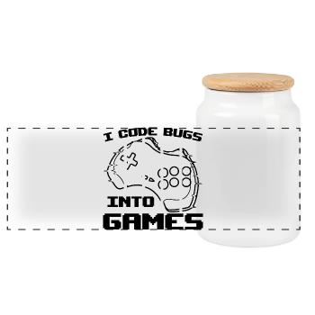 Video Game Programmer - Panoramic Cookie Jar with Wooden Lid - white - Front