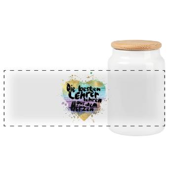 Die besten Lehrer aus dem Herzen - Panorama Keksdose mit Holzdeckel - Weiß - Vorne