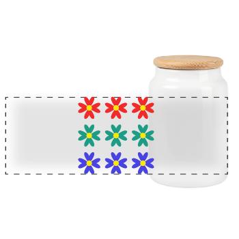 FLOWER. FLOWER. NATURE. ECOLOGY. ANNIVERSARY - Panoramic Cookie Jar with Wooden Lid - white - Front