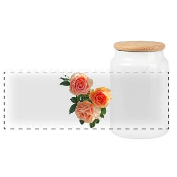 Bouquet de Pêche et Roses - Boîte à biscuits avec couvercle en bois - blanc - Devant
