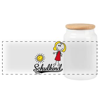Schulkind 2023 - Panorama Keksdose mit Holzdeckel - Weiß - Vorne