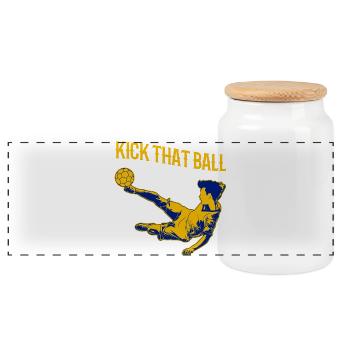 Football slogan - Panoramic Cookie Jar with Wooden Lid - white - Front