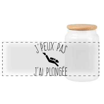 J'peux pas j'ai Plongée - Humour Nautique - Boîte à biscuits avec couvercle en bois - blanc - Devant