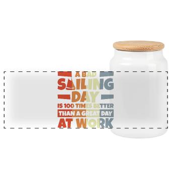 Segelboot Spruch - Panorama Keksdose mit Holzdeckel - Weiß - Vorne