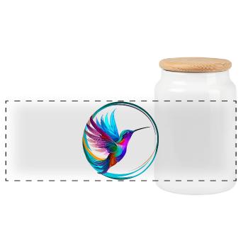Hummingbird - Panoramic Cookie Jar with Wooden Lid - white - Front