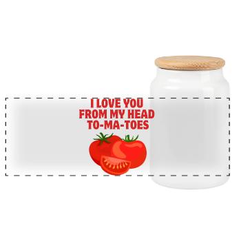 I love you, amour, tomatoes - Boîte à biscuits avec couvercle en bois - blanc - Devant
