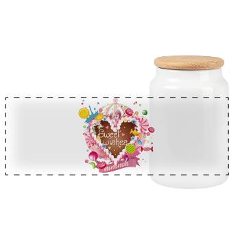 Cœur en pain d’épices avec souhaits de glaçage et couronne - Boîte à biscuits avec couvercle en bois - blanc - Devant
