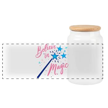 Believe in Magic - Panoramic Cookie Jar with Wooden Lid - white - Front