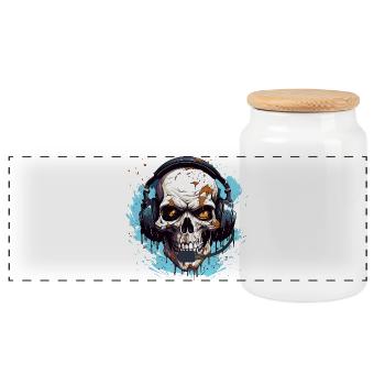 Gamer Skull Headset Spiel Zocken Spielkonsole - Panorama Keksdose mit Holzdeckel - Weiß - Vorne