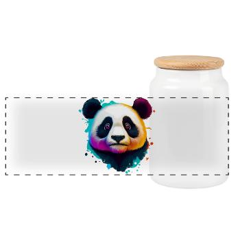Panda - Panoramic Cookie Jar with Wooden Lid - white - Front