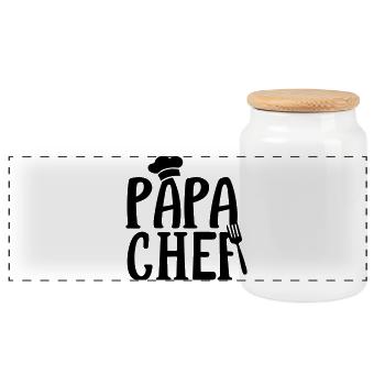 Cadeau Papa Chef de Cuisine ! - Boîte à biscuits avec couvercle en bois - blanc - Devant