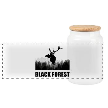 Black Forest - Panorama Keksdose mit Holzdeckel - Weiß - Vorne