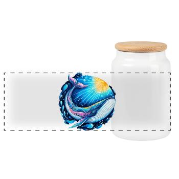 Baleine - Boîte à biscuits avec couvercle en bois - blanc - Devant
