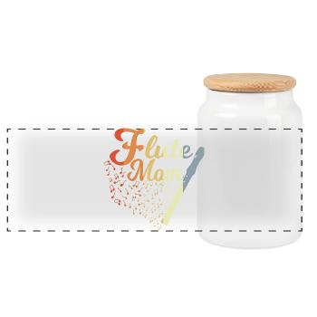 Flute Mother - Panoramic Cookie Jar with Wooden Lid - white - Front