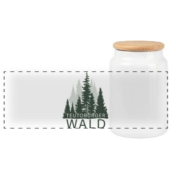 Teutoburger Wald - Panorama Keksdose mit Holzdeckel - Weiß - Vorne