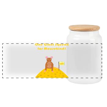 mouse on the moon Funny Sci Fi Fantasy Art - Panoramic Cookie Jar with Wooden Lid - white - Front