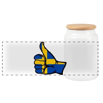Sweden Flag All Clear Icon - Panoramic Cookie Jar with Wooden Lid - white - Front