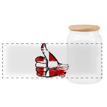 Drapeau du Danemark Symbole de droite - Boîte à biscuits avec couvercle en bois - blanc - Devant