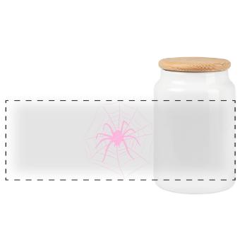 Spinne im Netz Halloween - Panorama Keksdose mit Holzdeckel - Weiß - Vorne