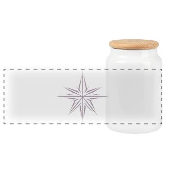 Minimalist Poinsettia: Festive - Panoramic Cookie Jar with Wooden Lid - white - Front