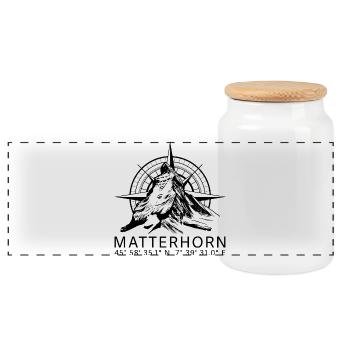 Matterhorn - Panorama Keksdose mit Holzdeckel - Weiß - Vorne