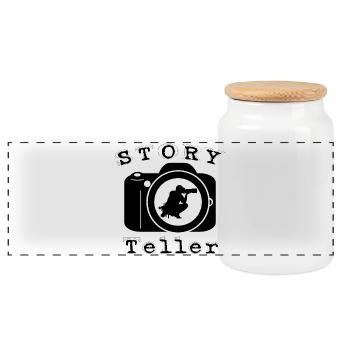 Storyteller - Panorama Keksdose mit Holzdeckel - Weiß - Vorne