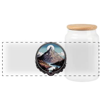 Bergreise-T-Shirt - Panorama Keksdose mit Holzdeckel - Weiß - Vorne