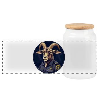 Policier Capricorne - Boîte à biscuits avec couvercle en bois - blanc - Devant