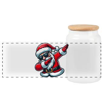 Père Noël avec des lunettes de soleil Déguisement de Noël - Boîte à biscuits avec couvercle en bois - blanc - Devant