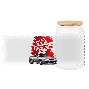 Jdm / Tuning / Turbolader / Felgen / Chiptuning - Panorama Keksdose mit Holzdeckel - Weiß - Vorne