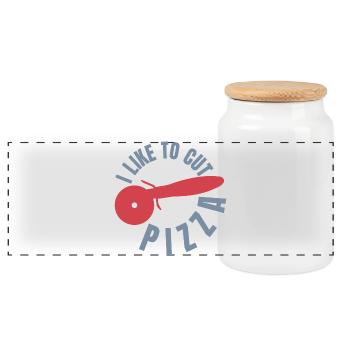 Funny Pizza Lover - Panoramic Cookie Jar with Wooden Lid - white - Front