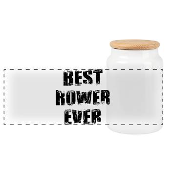 Rower - Panoramic Cookie Jar with Wooden Lid - white - Front