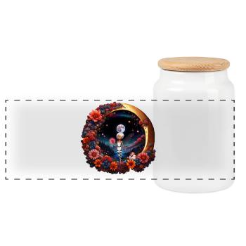 Cute fairy in the moonlight - Panoramic Cookie Jar with Wooden Lid - white - Front