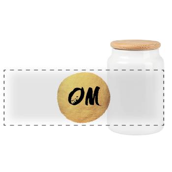 Cercle de Yoga Om Méditation Relaxation - Boîte à biscuits avec couvercle en bois - blanc - Devant