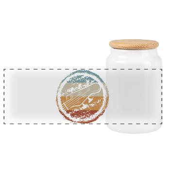 Guitare rétro Sunset Circle - Boîte à biscuits avec couvercle en bois - blanc - Devant