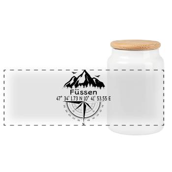 Koordinaten Füssen - Panorama Keksdose mit Holzdeckel - Weiß - Vorne