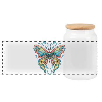  Schmetterling in Wasserfarben - Panorama Keksdose mit Holzdeckel - Weiß - Vorne
