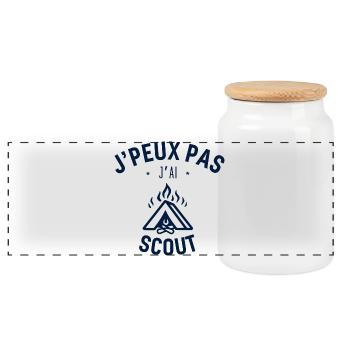 J peux pas j ai Scout - Boîte à biscuits avec couvercle en bois - blanc - Devant