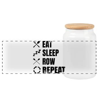 Rowing Procedure - Panoramic Cookie Jar with Wooden Lid - white - Front